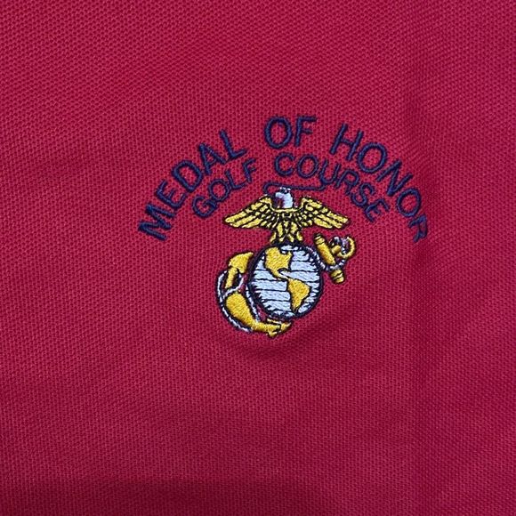 Medal Of Honor Golf Course DriWay Red Polo Shirt Golfer USA Men Large NWT - Picture 2 of 6